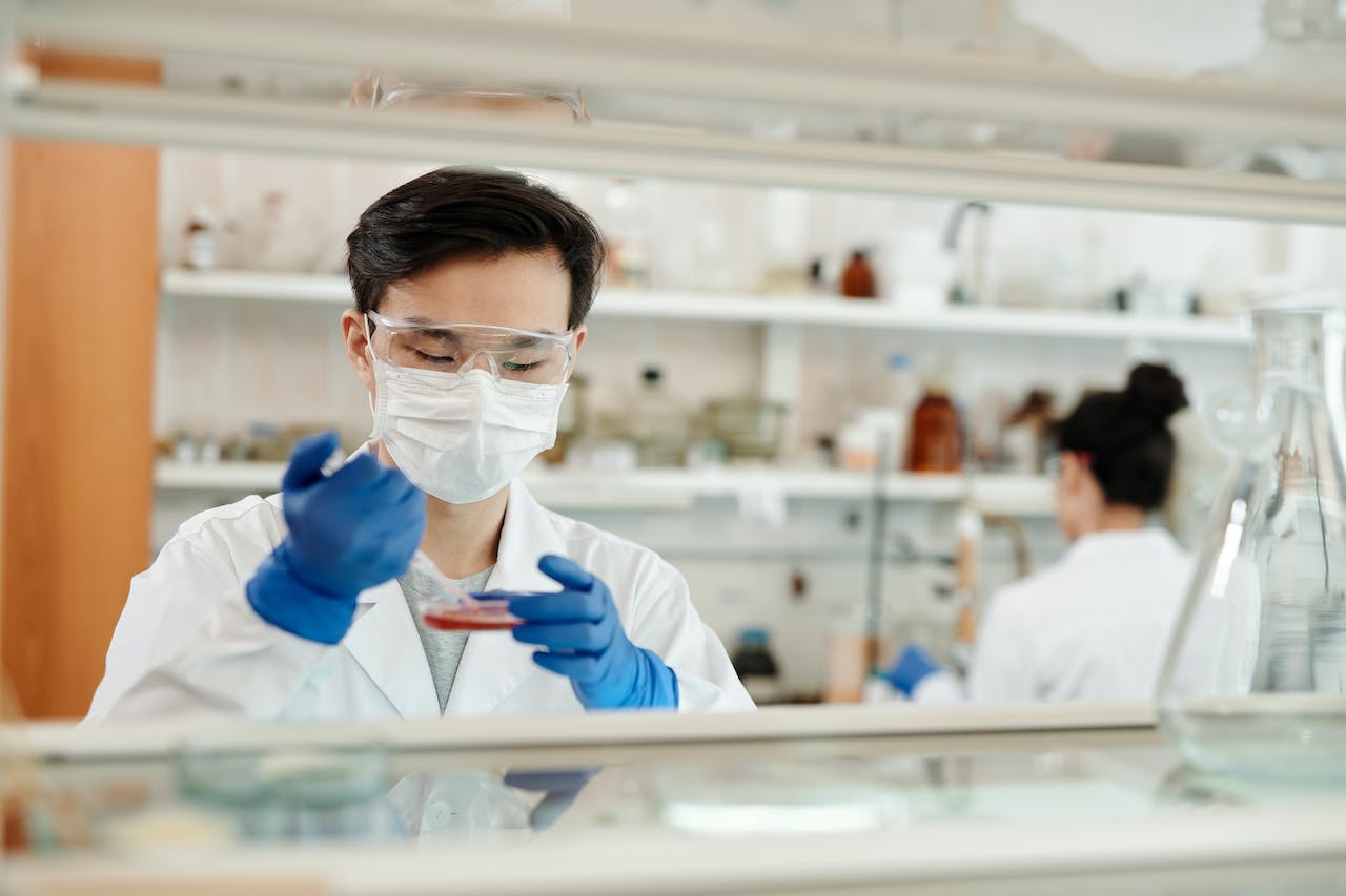 Men testing in laboratory